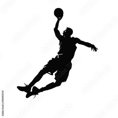 Basketball Player Silhouette Jump Shot Dunk – Vector Sports Illustration