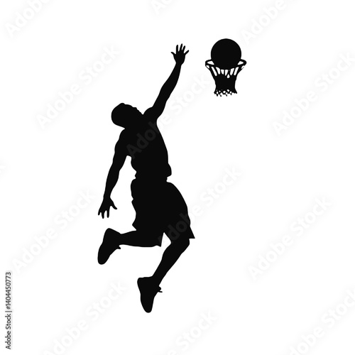 Basketball Player Silhouette Jump Shot Dunk – Vector Sports Illustration
