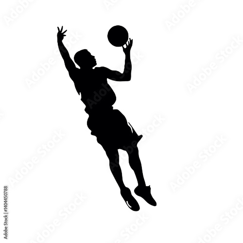 Basketball Player Silhouette Jump Shot Dunk – Vector Sports Illustration