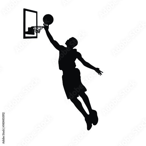 Basketball Player Silhouette Jump Shot Dunk – Vector Sports Illustration