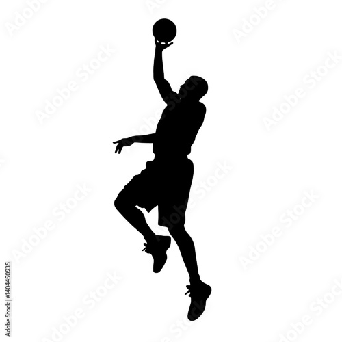 Basketball Player Silhouette Jump Shot Dunk – Vector Sports Illustration