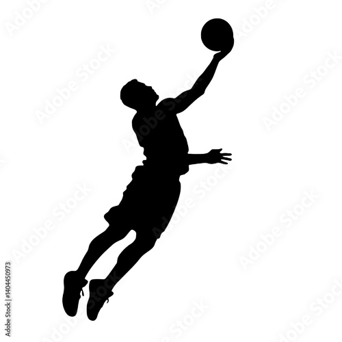 Basketball Player Silhouette Jump Shot Dunk – Vector Sports Illustration