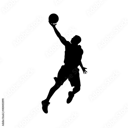 Basketball Player Silhouette Jump Shot Dunk – Vector Sports Illustration