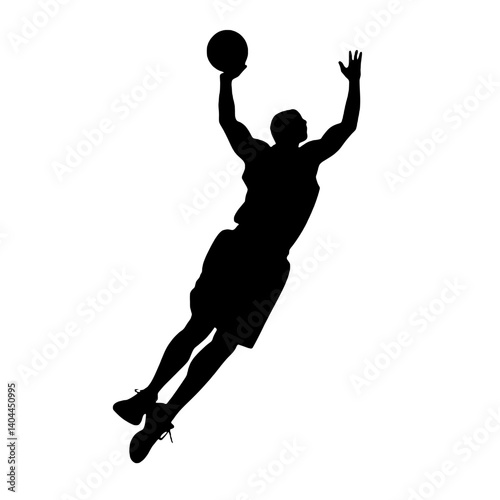 Basketball Player Silhouette Jump Shot Dunk – Vector Sports Illustration
