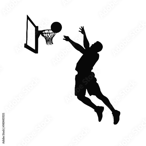 Basketball Player Silhouette Jump Shot Dunk – Vector Sports Illustration