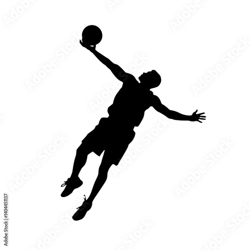 Basketball Player Silhouette Jump Shot Dunk – Vector Sports Illustration