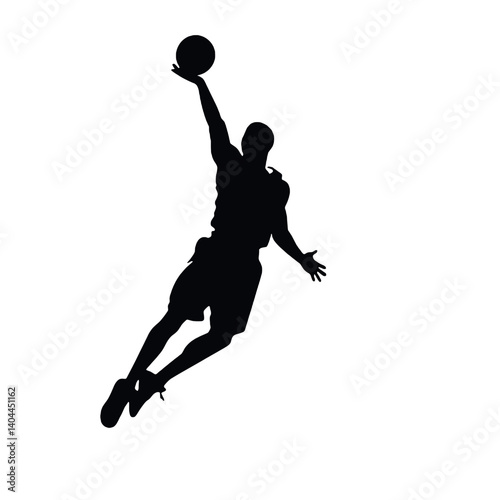 Basketball Player Silhouette Jump Shot Dunk – Vector Sports Illustration