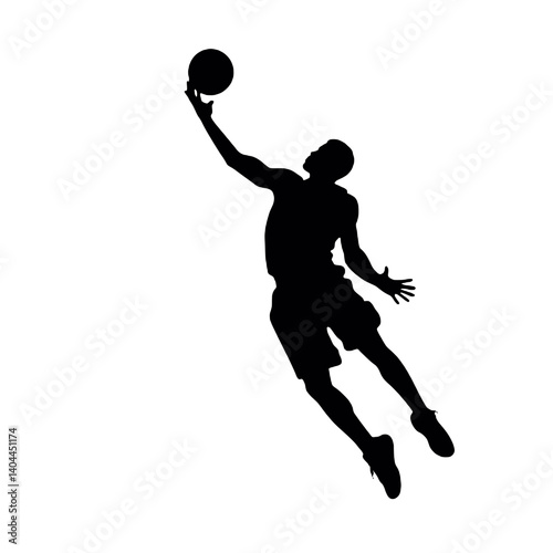 Basketball Player Silhouette Jump Shot Dunk – Vector Sports Illustration