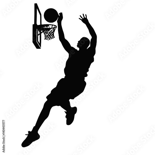 Basketball Player Silhouette Jump Shot Dunk – Vector Sports Illustration
