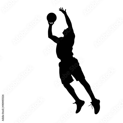 Basketball Player Silhouette Jump Shot Dunk – Vector Sports Illustration