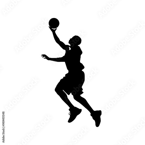 Basketball Player Silhouette Jump Shot Dunk – Vector Sports Illustration