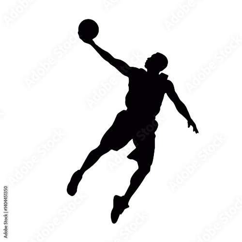 Basketball Player Silhouette Jump Shot Dunk – Vector Sports Illustration