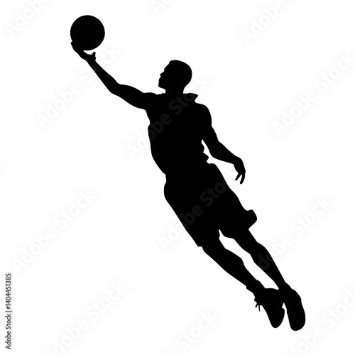 Basketball Player Silhouette Jump Shot Dunk – Vector Sports Illustration