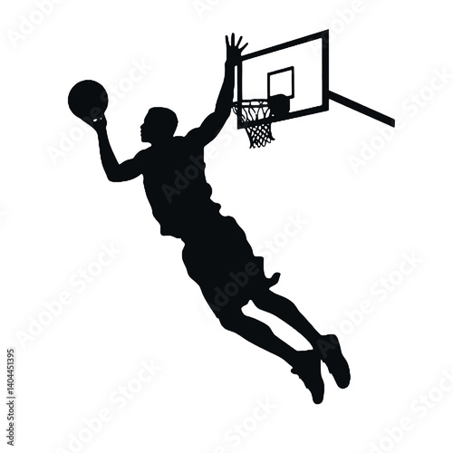 Basketball Player Silhouette Jump Shot Dunk – Vector Sports Illustration