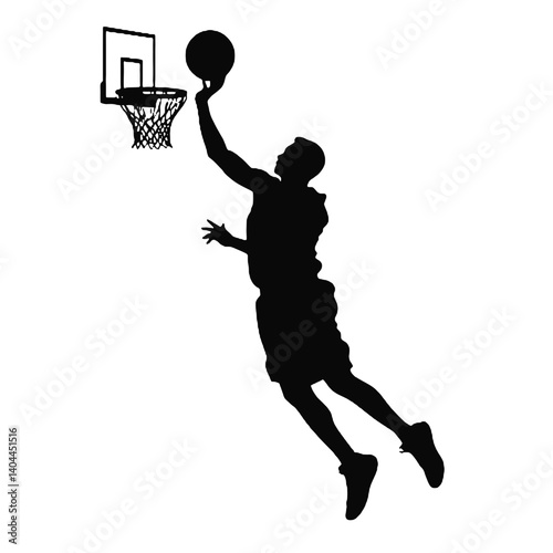 Basketball Player Silhouette Jump Shot Dunk – Vector Sports Illustration