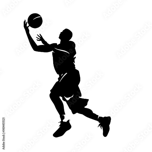 Basketball Player Silhouette Jump Shot Dunk – Vector Sports Illustration