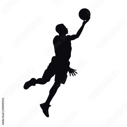 Basketball Player Silhouette Jump Shot Dunk – Vector Sports Illustration