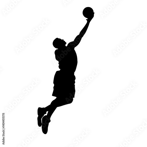 Basketball Player Silhouette Jump Shot Dunk – Vector Sports Illustration