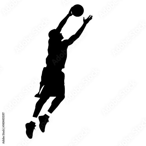 Basketball Player Silhouette Jump Shot Dunk – Vector Sports Illustration