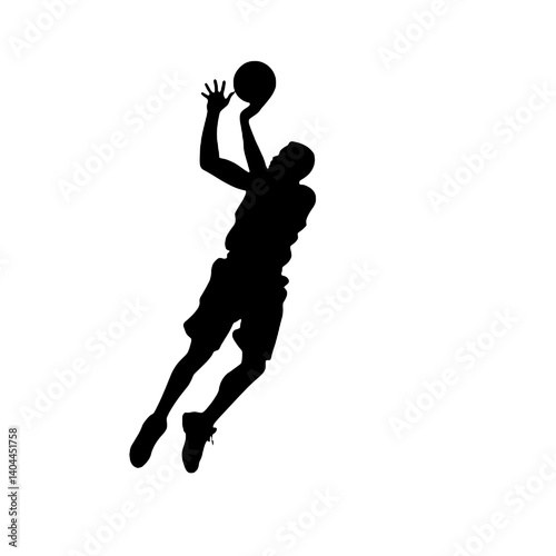 Basketball Player Silhouette Jump Shot Dunk – Vector Sports Illustration