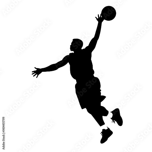 Basketball Player Silhouette Jump Shot Dunk – Vector Sports Illustration