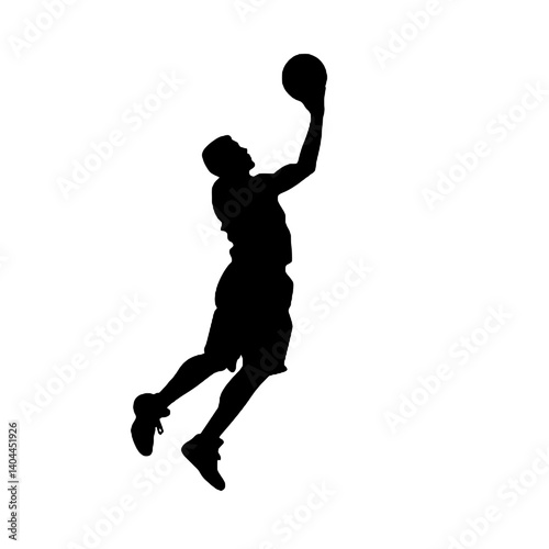 Basketball Player Silhouette Jump Shot Dunk – Vector Sports Illustration
