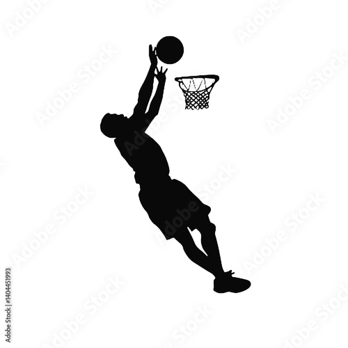 Basketball Player Silhouette Jump Shot Dunk – Vector Sports Illustration