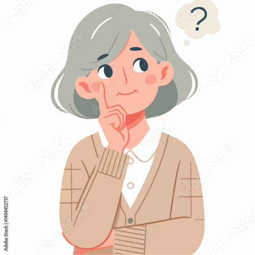 vector old women thinking about something