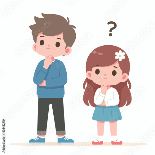 vector kids thinking about something