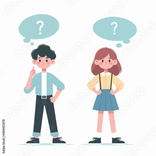 vector kids thinking about something