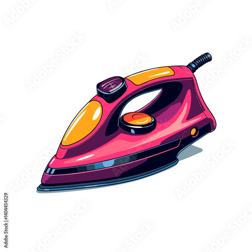 Bold retro iron illustration in vibrant pop art style, self-expression