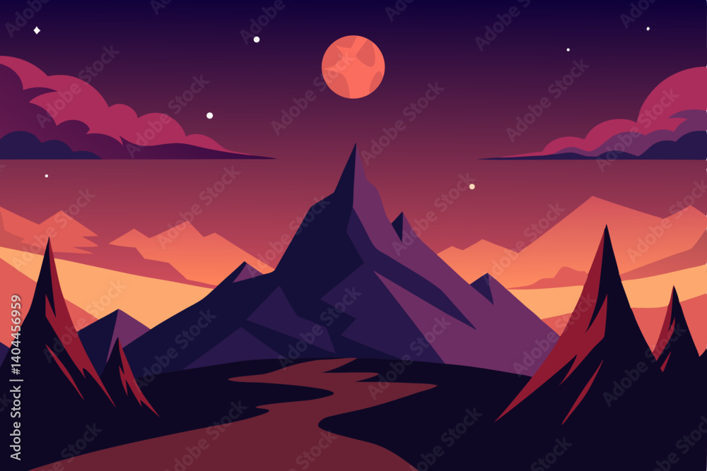 night landscape with mountains night landscape with mountains