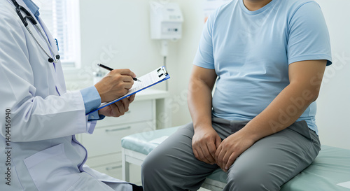 Physician in White Coat Taking Notes on Patient at Clinic for Diagnosis and Treatment