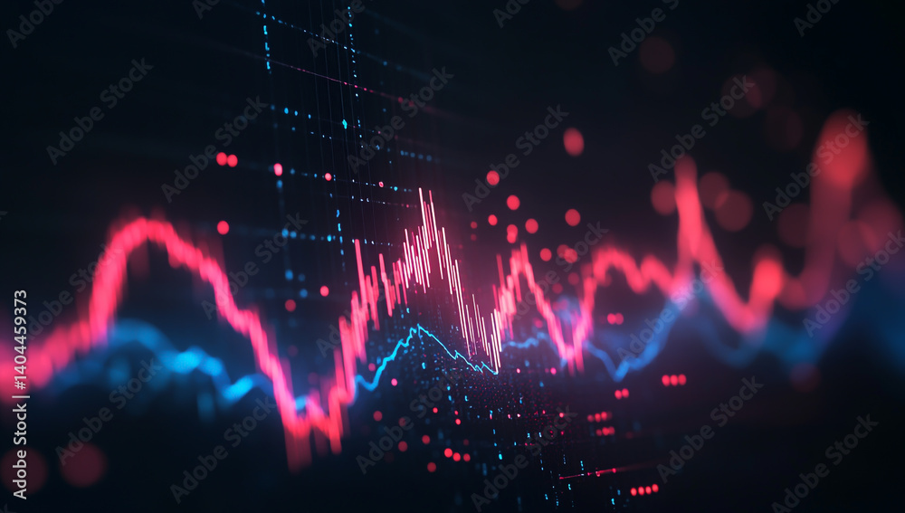Stock Market Graph with Red and Blue Lines, Indicating Different Investor Levels of the Study Design Stock Market Graph with Red and Blue Lines, Indicating Different Investor Levels of the Study Design