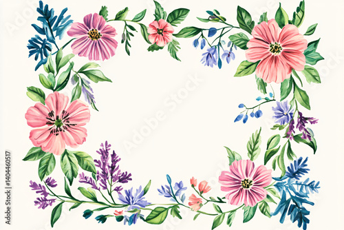 Floral Watercolor Frame Background Elegant Design