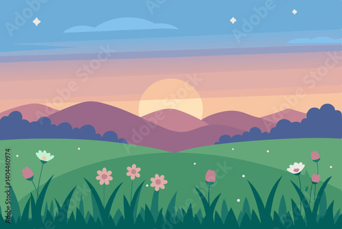 spring landscape with flowers
