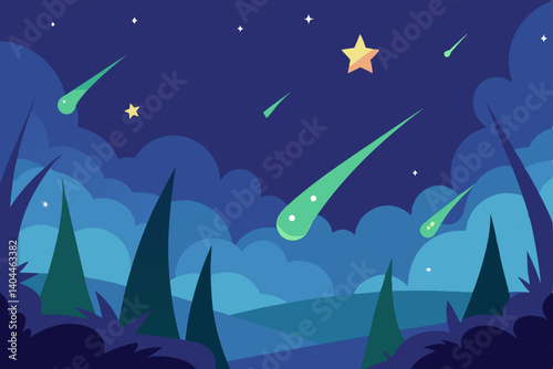 vector illustration of a night landscape