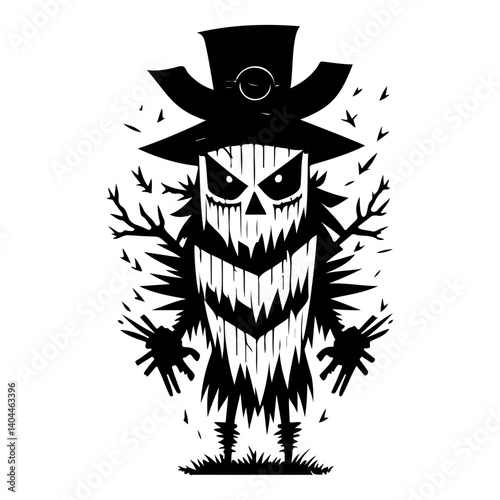 Creepy Silhouette of a Mysterious Scarecrow Figure