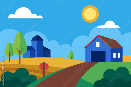 rural landscape with house and trees