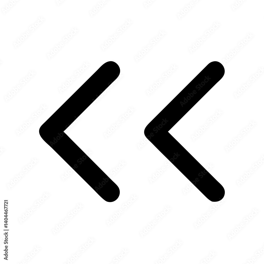 Double Left Arrows Facing Backward Icon Design Double Left Arrows Facing Backward Icon Design
