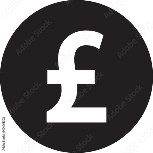 Black and white minimalistic icon with pound sterling symbol