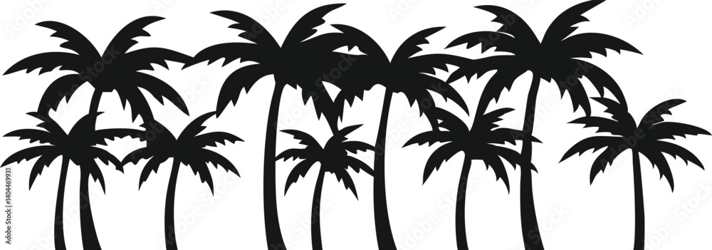 Fototapeta premium Palm Trees Silhouette Group Landscape