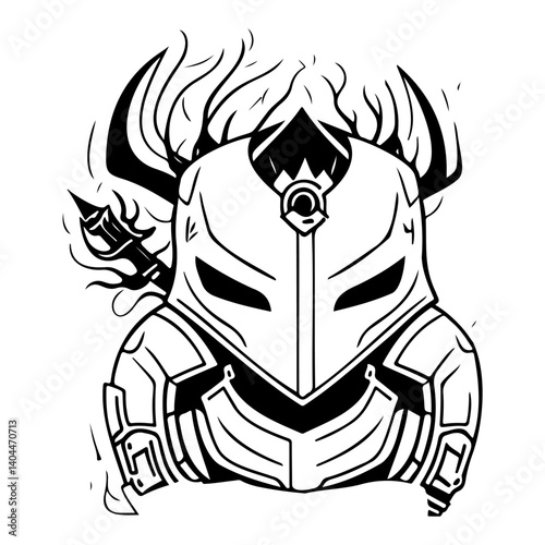 Stylized Warrior Headpiece Illustration Artwork