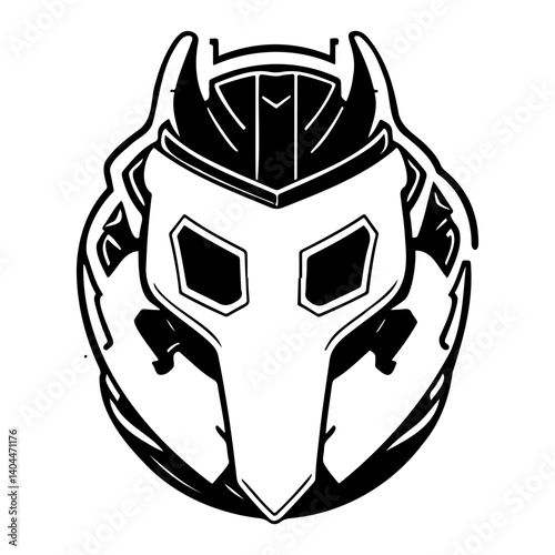 Futuristic Mask Digital Art Black and White
