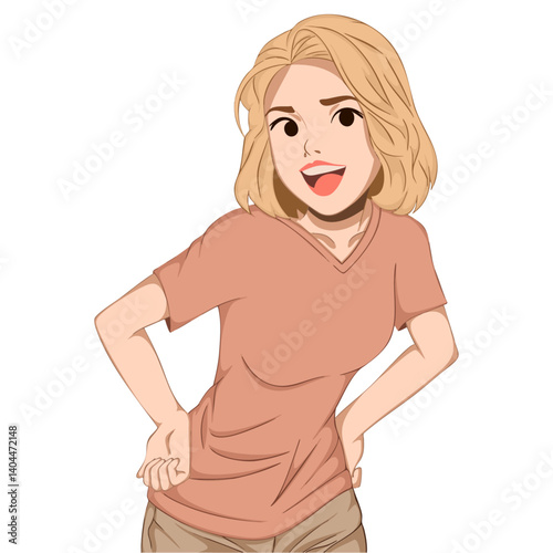 Illustration of a cheerful smiling woman