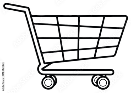 Shopping cart line art silhouette vector for retail and ecommerce themes