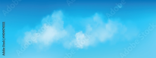 Realistic illustration of a blue sky with white clouds