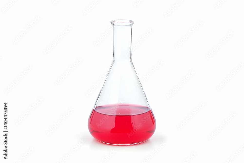 Laboratory Erlenmeyer Flask with Red Liquid for Scientific Research Laboratory Erlenmeyer Flask with Red Liquid for Scientific Research