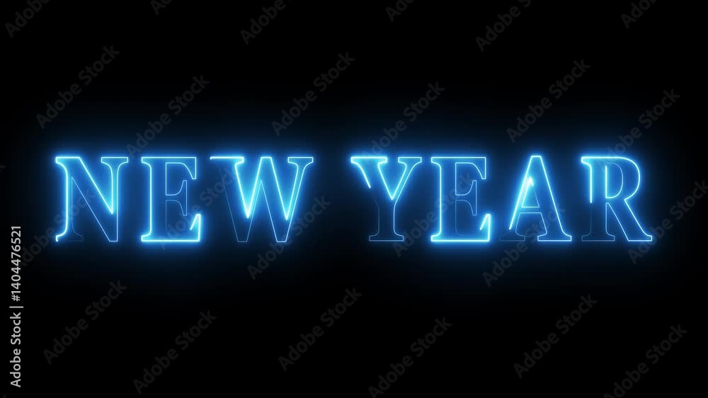 Blue neon text animation on black background -4k. Blue neon text animation on black background -4k.