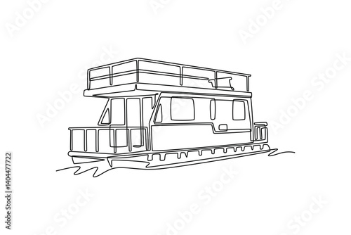 Sea ​​transportation concept. Single line draw design. Vector graphic illustration